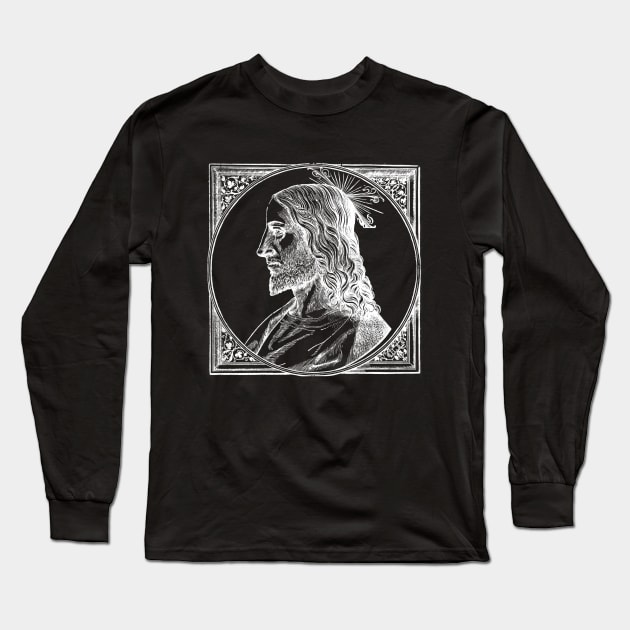 Medieval Christ Engraving - Timeless Spiritual Art Long Sleeve T-Shirt by Helgar